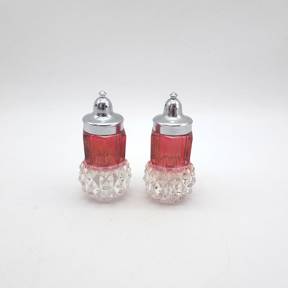 Indiana Glass Company Diamond Point Pair of Salt & Pepper Shakers - Picture 1 of 11